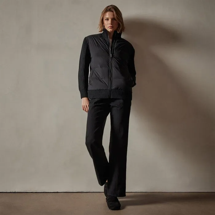 Women JacketsOuterwear James Perse Mixed Media Zip Front Jacket Black
