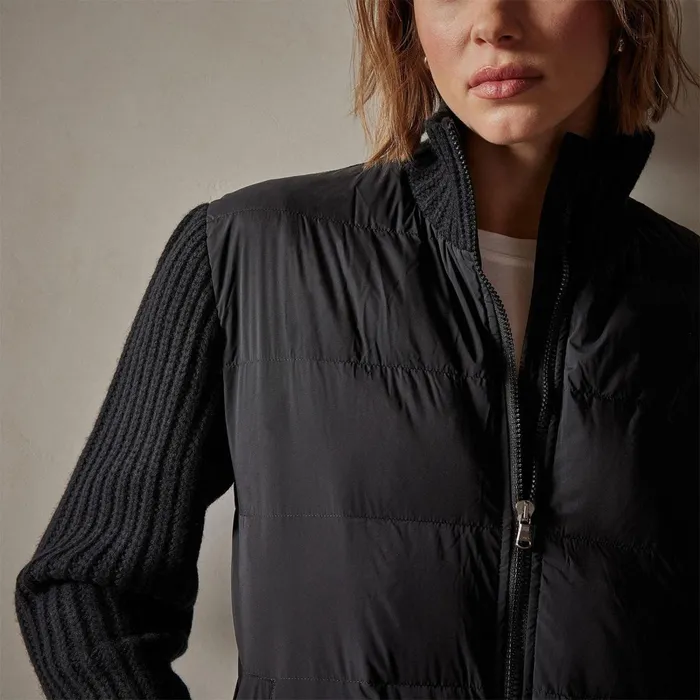Women JacketsOuterwear James Perse Mixed Media Zip Front Jacket Black
