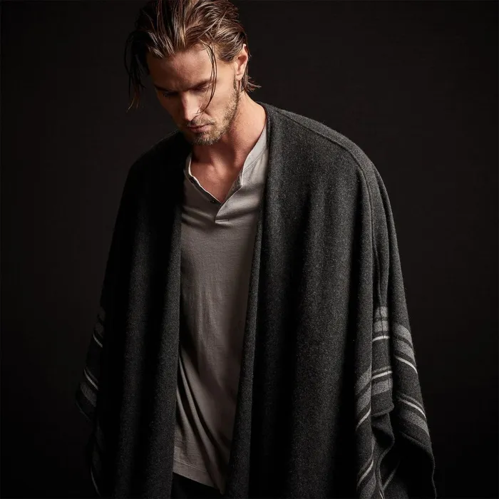 Women JacketsOuterwear James Perse Recycled Cashmere Striped Poncho Coal