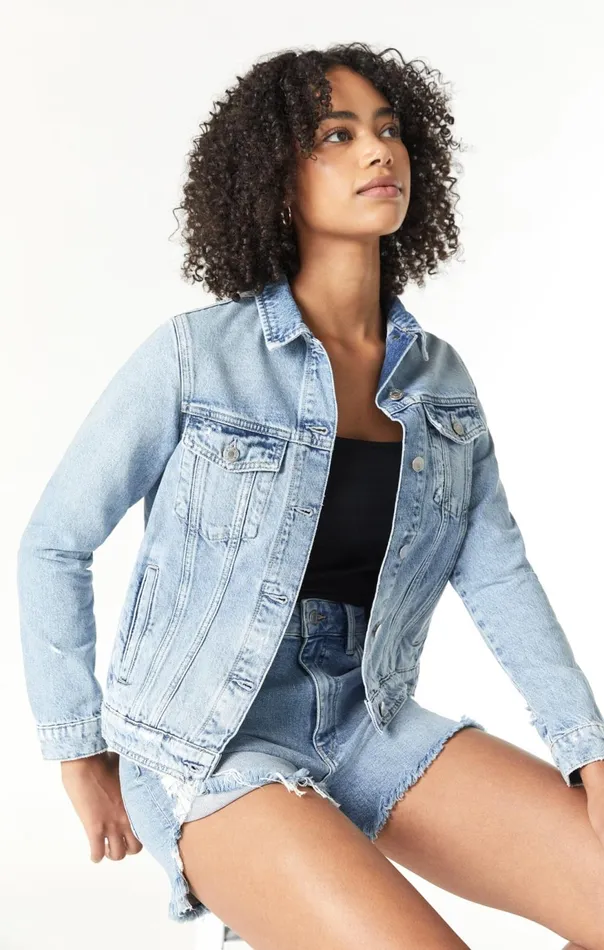 Women Katy Jacket In Mid Brushed True Blue Mavi Jeans Jackets Women Katy Jacket In Mid Brushed True Blue Mavi Jeans Jackets