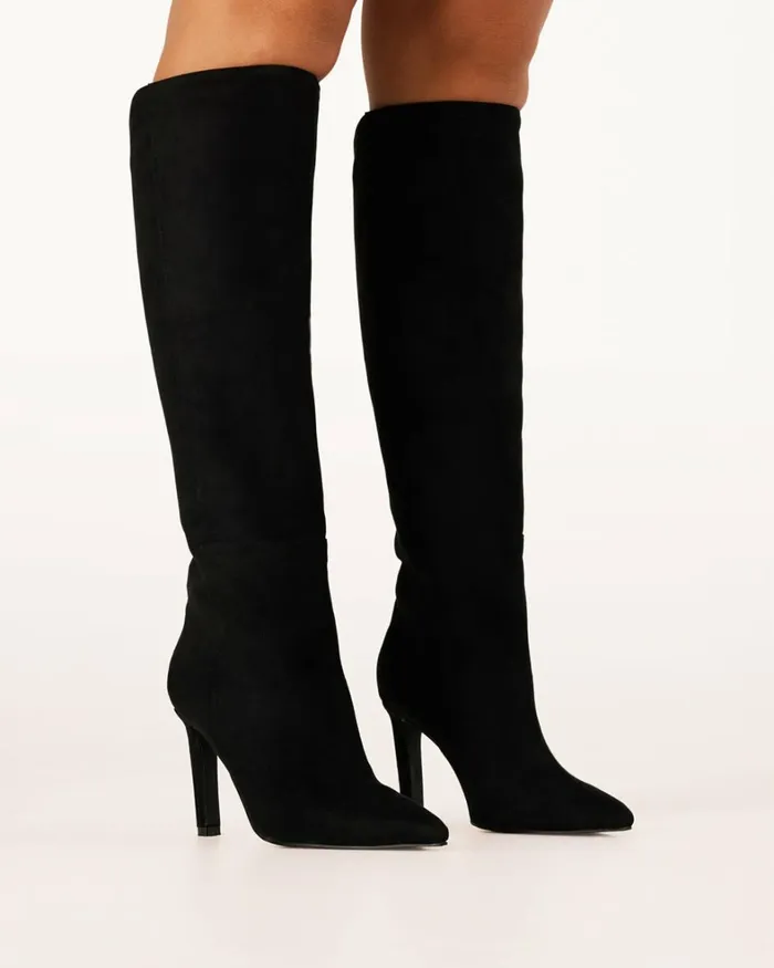 Women Knee High Boots Billini QUENNA 8211 BLACK SUEDE
