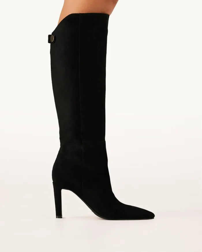 Women Knee High Boots Billini QUENNA 8211 BLACK SUEDE