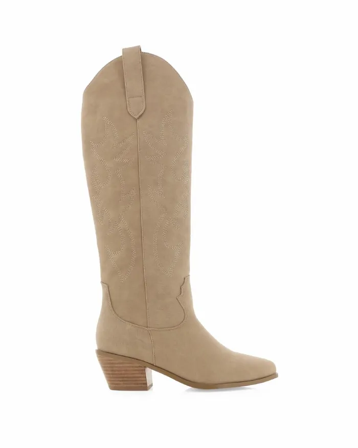Women Knee High Boots Billini URSON 8211 TAUPE NUBUCK