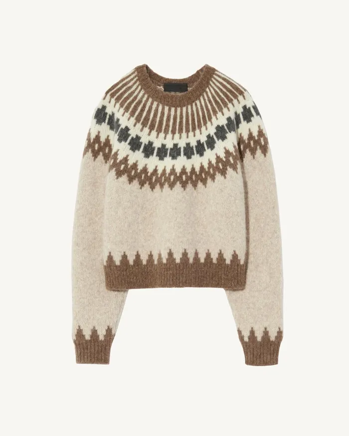 Women Knits and Sweaters Nili Lotan ALENA SWEATER Oatmeal Fairisle