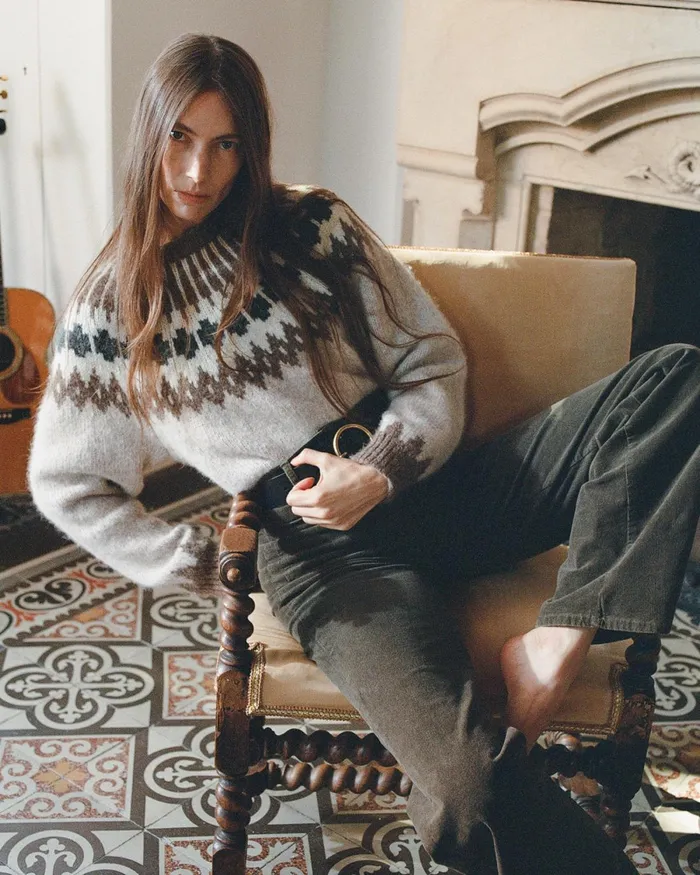 Women Knits and Sweaters Nili Lotan ALENA SWEATER Oatmeal Fairisle