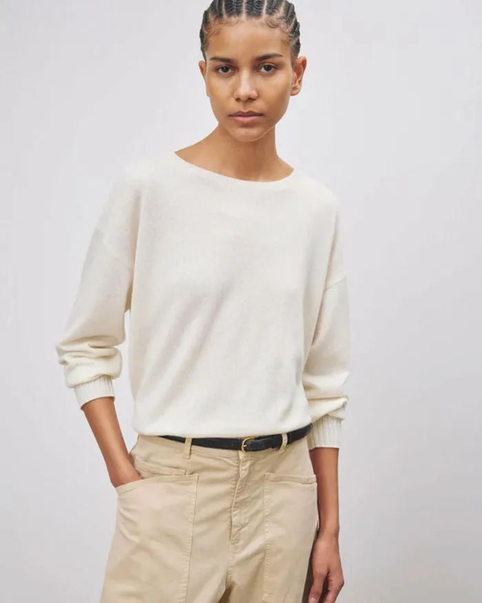 Women Knits and Sweaters Nili Lotan BOYFRIEND SWEATER Ivory