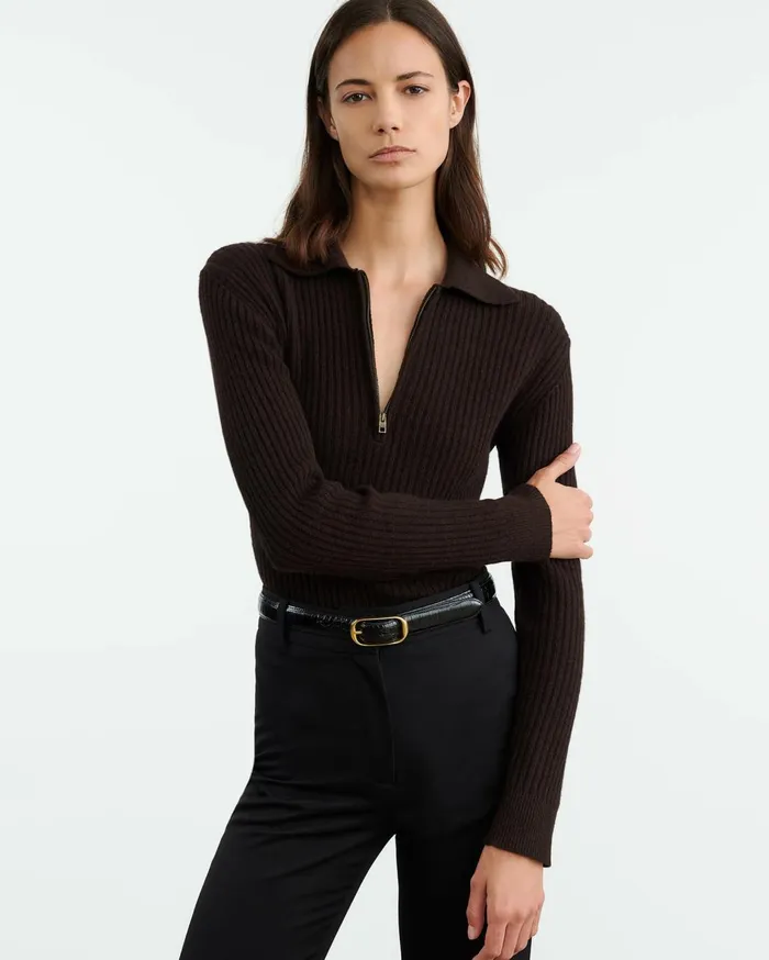 Women Knits and Sweaters Nili Lotan BRAXTON SWEATER Dark Brown