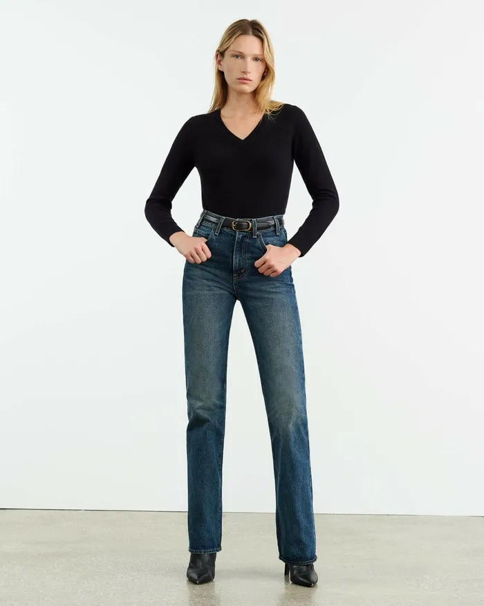 Women Knits and Sweaters Nili Lotan CAMELIA CASHMERE SWEATER Dark Navy
