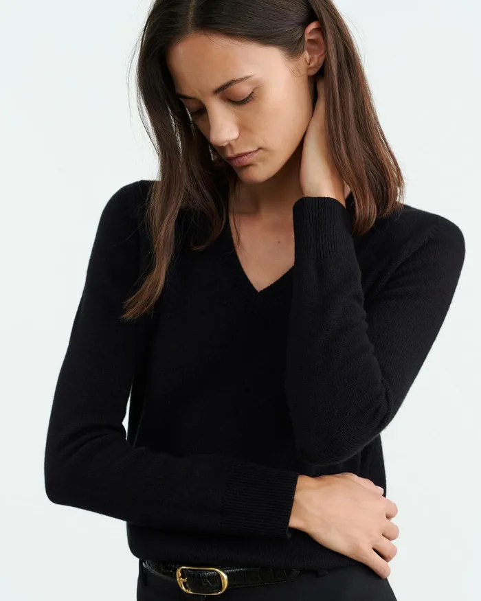 Women Knits and Sweaters Nili Lotan CAMELIA CASHMERE SWEATER Dark Navy