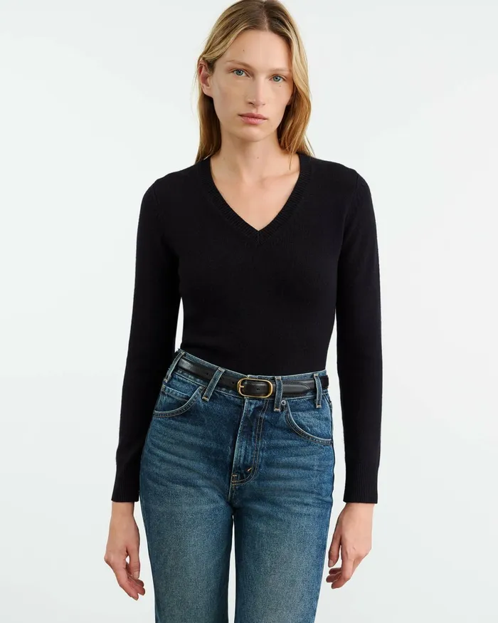 Women Knits and Sweaters Nili Lotan CAMELIA CASHMERE SWEATER Dark Navy