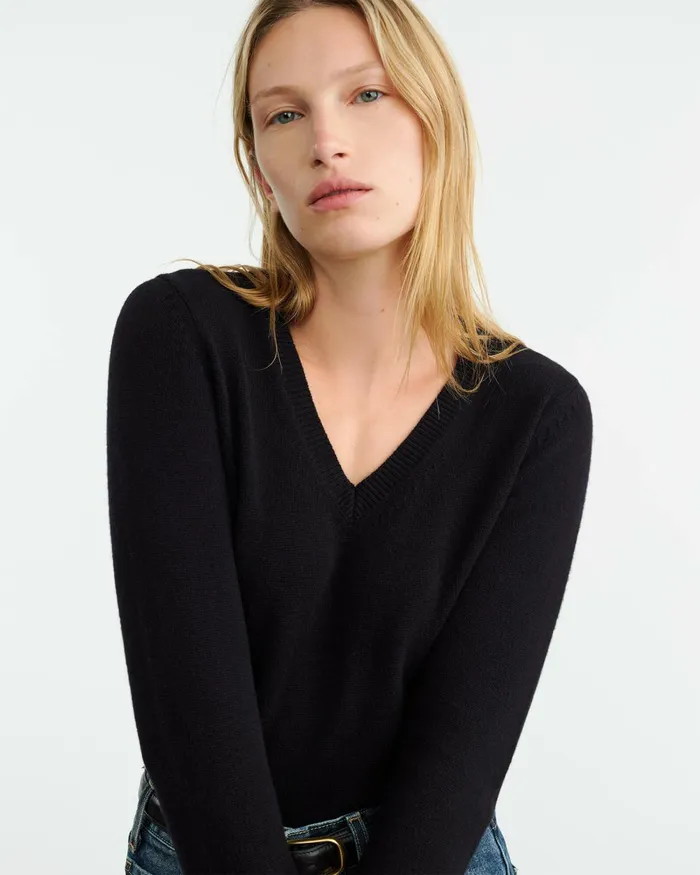 Women Knits and Sweaters Nili Lotan CAMELIA CASHMERE SWEATER Dark Navy