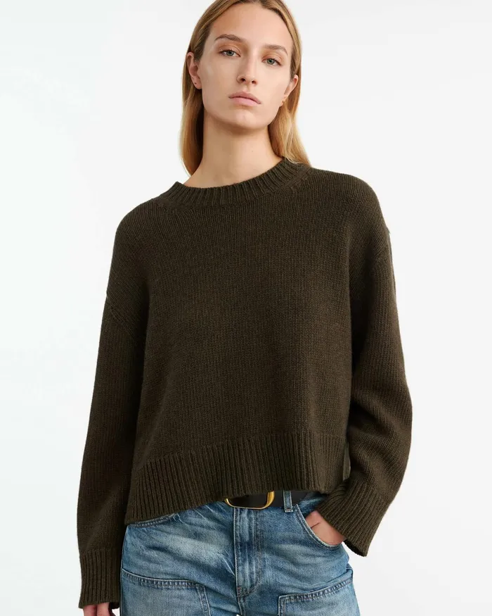 Women Knits and Sweaters Nili Lotan HAISLEY SWEATER Dark Pine