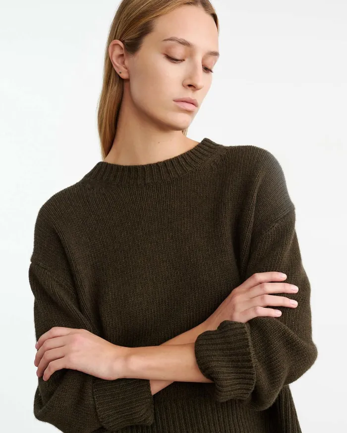 Women Knits and Sweaters Nili Lotan HAISLEY SWEATER Dark Pine