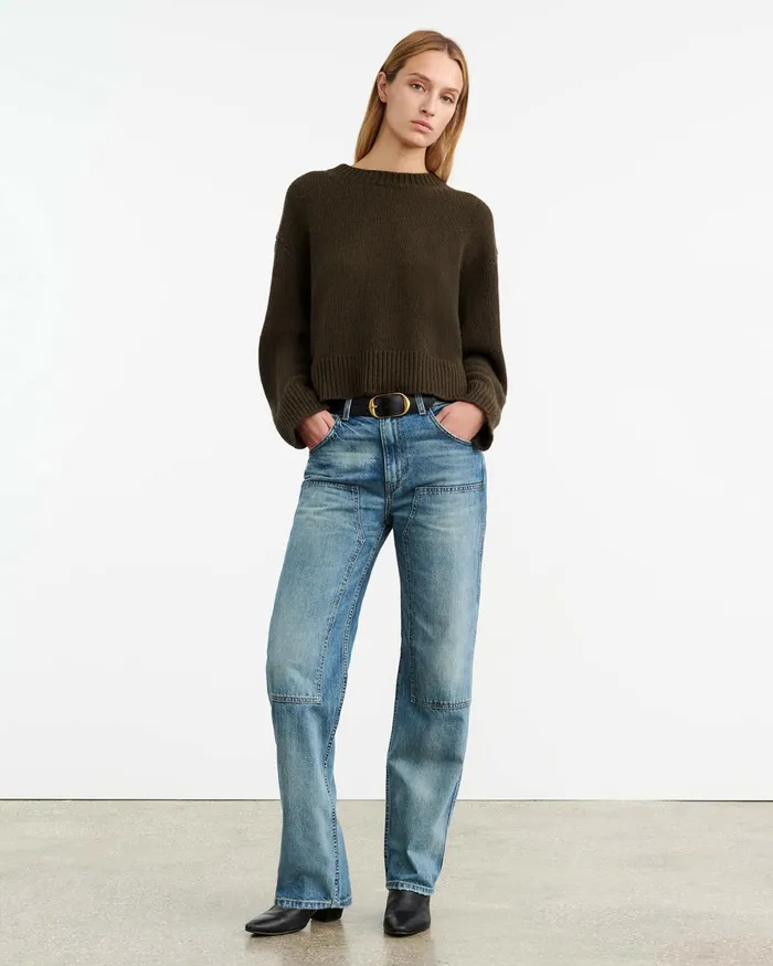 Women Knits and Sweaters Nili Lotan HAISLEY SWEATER Dark Pine