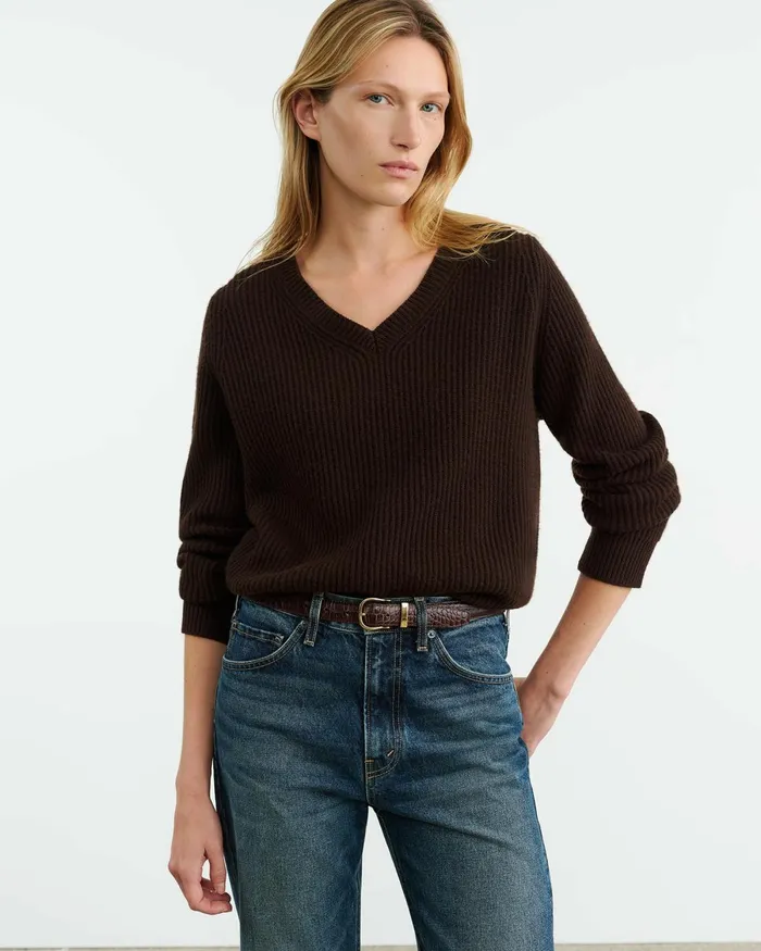 Women Knits and Sweaters Nili Lotan KORINA CASHMERE SWEATER Espresso