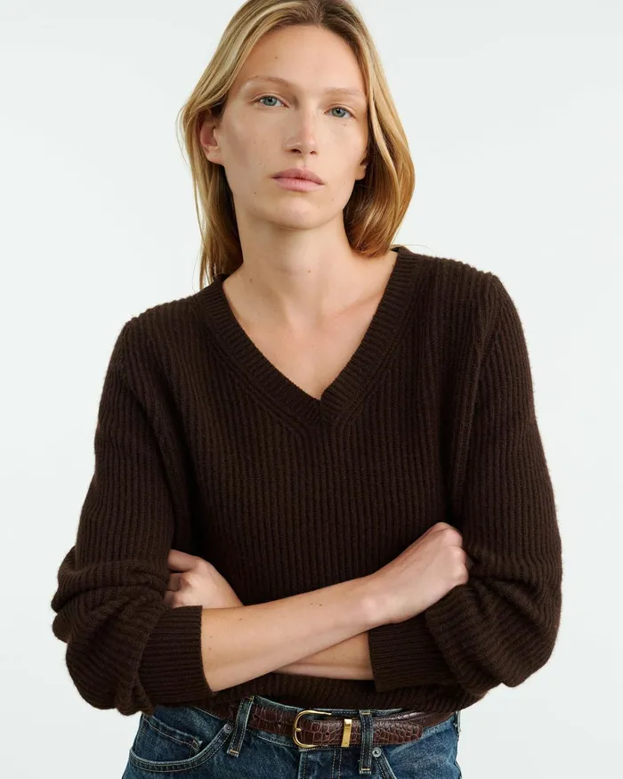 Women Knits and Sweaters Nili Lotan KORINA CASHMERE SWEATER Espresso