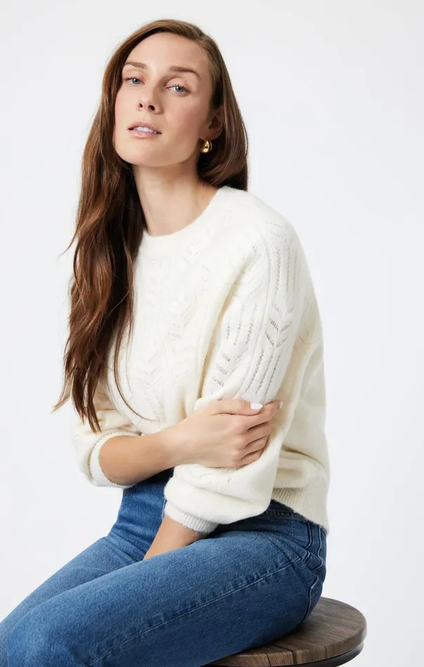 Women Lace Detail Sweater In Antique White Mavi Jeans Sweaters Women Lace Detail Sweater In Antique White Mavi Jeans Sweaters
