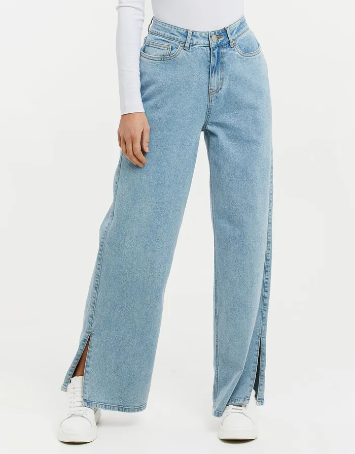 Women Light Blue Wash Wide Leg Jeans Light Blue Wash Threadbare Denim