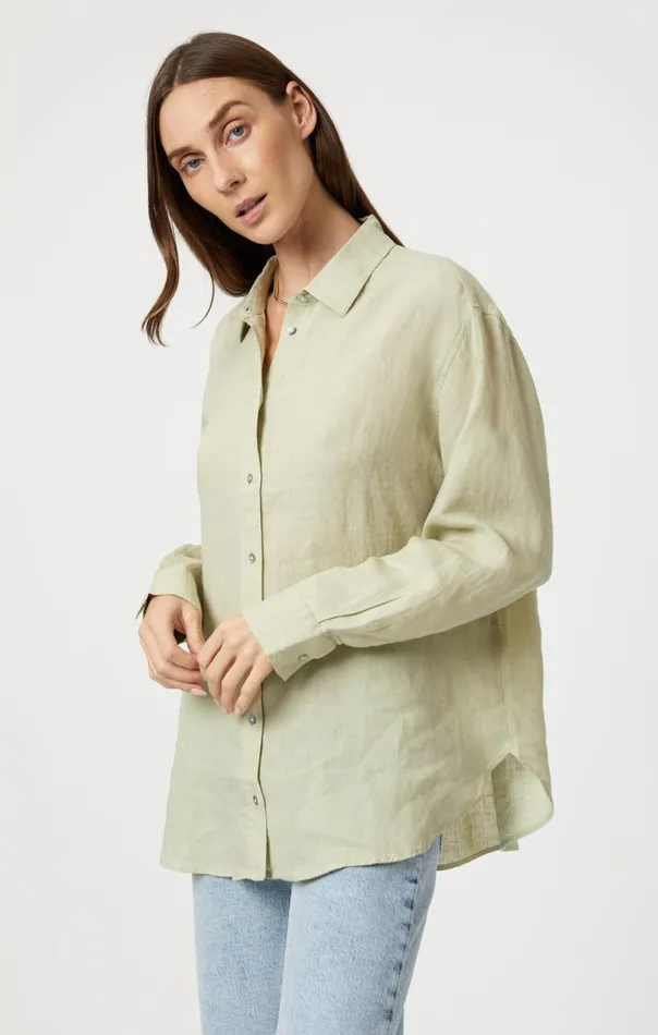 Women Linen ButtonUp Shirt In Lint Mavi Jeans Shirts Women Linen ButtonUp Shirt In Lint Mavi Jeans Shirts