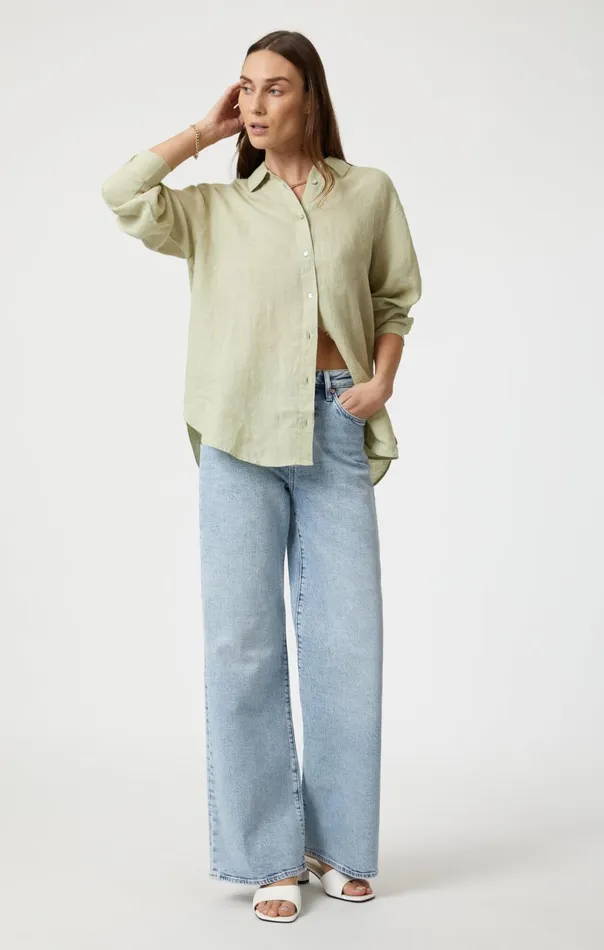 Women Linen ButtonUp Shirt In Lint Mavi Jeans Shirts Women Linen ButtonUp Shirt In Lint Mavi Jeans Shirts