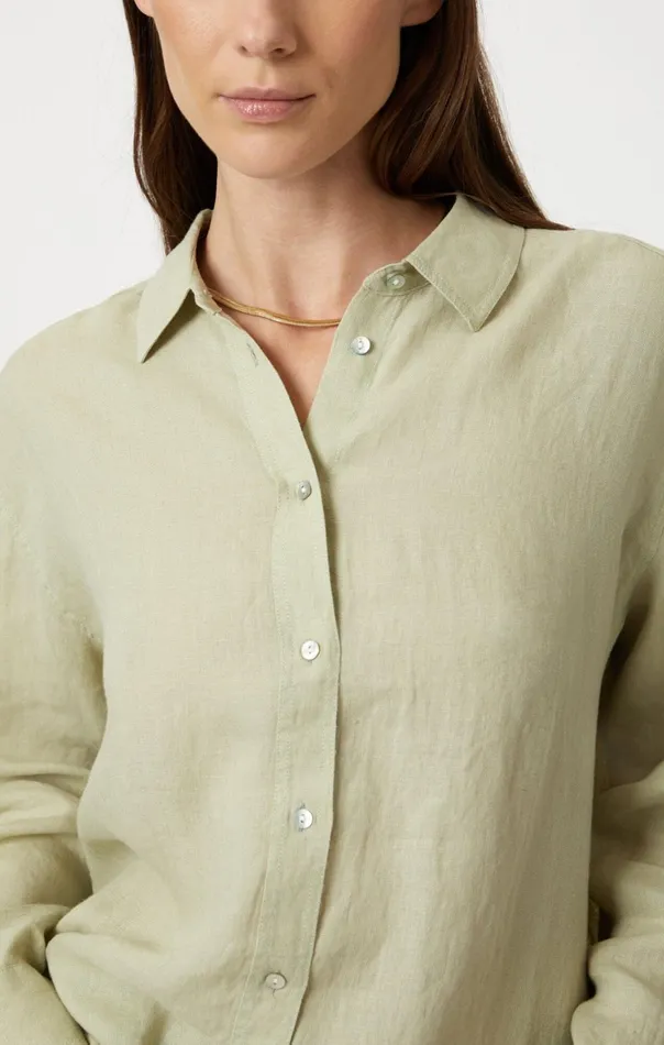 Women Linen ButtonUp Shirt In Lint Mavi Jeans Shirts Women Linen ButtonUp Shirt In Lint Mavi Jeans Shirts