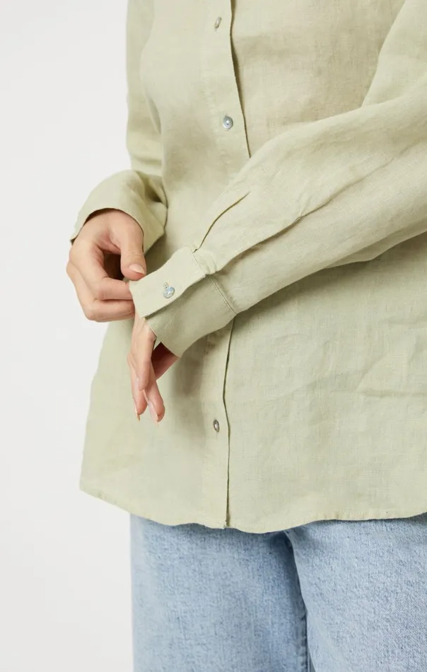 Women Linen ButtonUp Shirt In Lint Mavi Jeans Shirts Women Linen ButtonUp Shirt In Lint Mavi Jeans Shirts