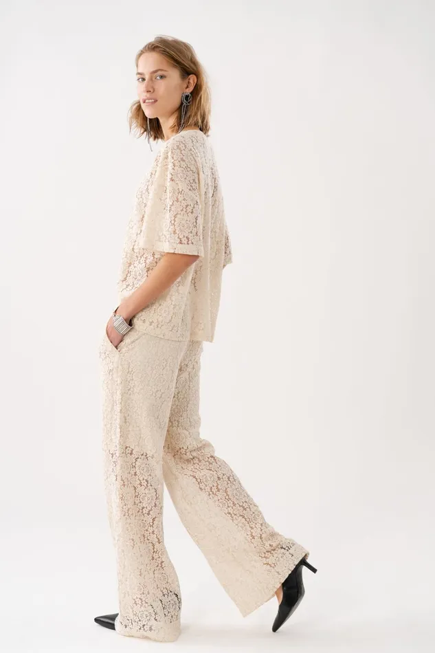 Women Lollys Laundry Blouses Tshirts BendixLL Tee SS Creme