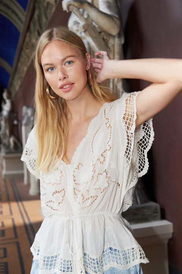 Women Lollys Laundry Blouses Tshirts Easton Top Creme