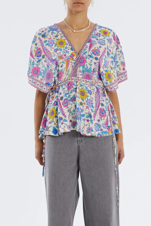 Women Lollys Laundry Blouses Tshirts Raven Top Multi