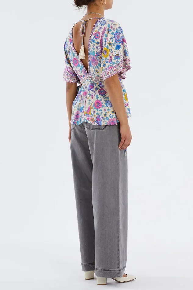 Women Lollys Laundry Blouses Tshirts Raven Top Multi