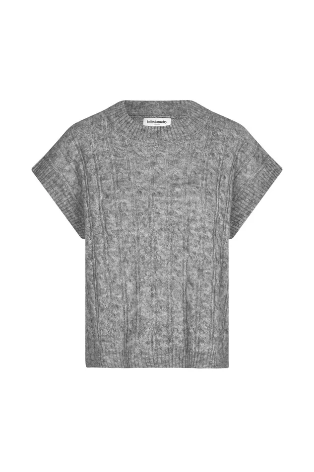 Women Lollys Laundry Knitwear FinnLL Vest SL Light Grey Melange