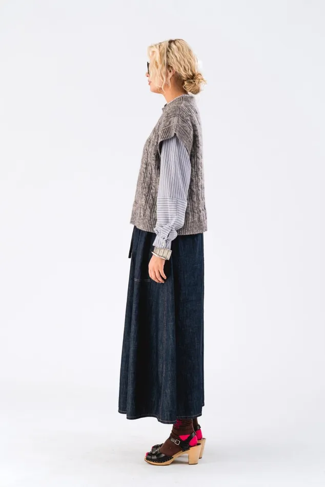 Women Lollys Laundry Knitwear FinnLL Vest SL Light Grey Melange