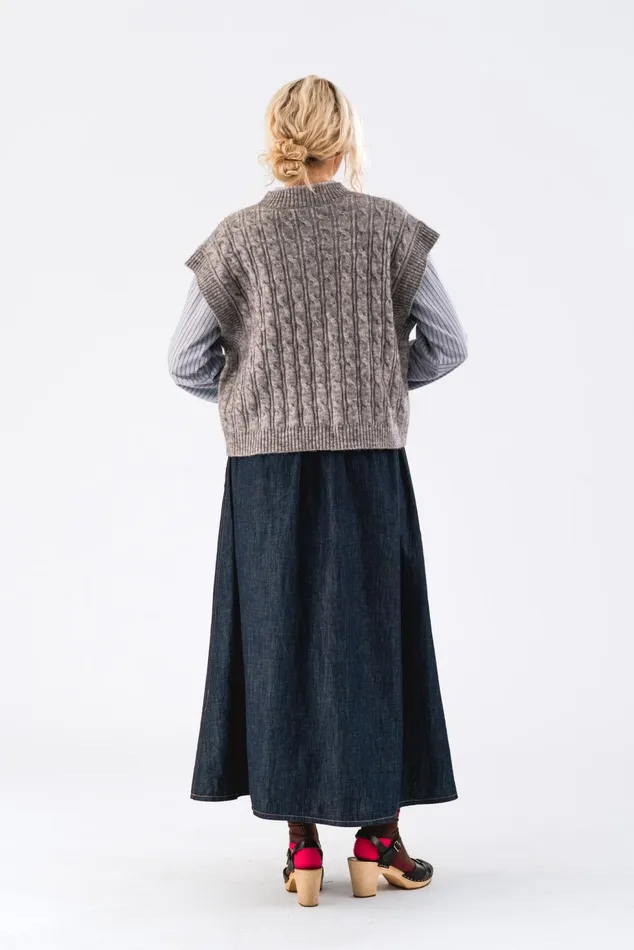 Women Lollys Laundry Knitwear FinnLL Vest SL Light Grey Melange