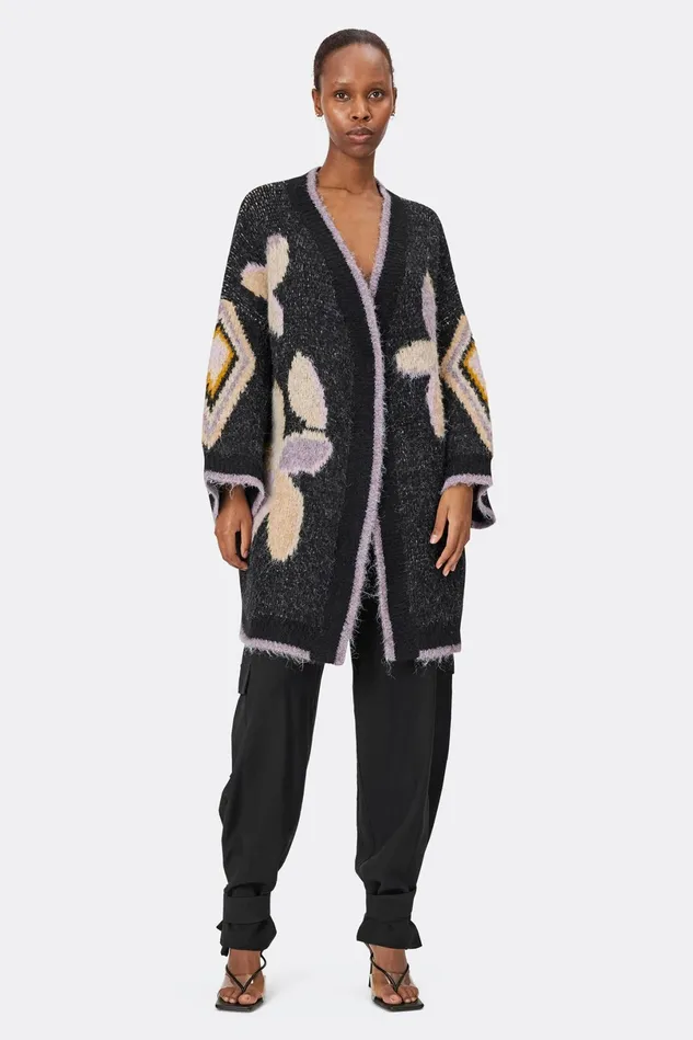 Women Lollys Laundry Knitwear Meadow Knit Jacket Black