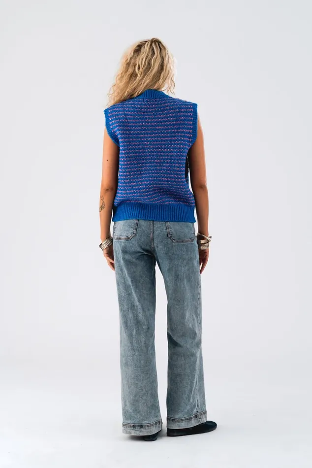 Women Lollys Laundry Knitwear NynneLL Knit Vest SL Blue