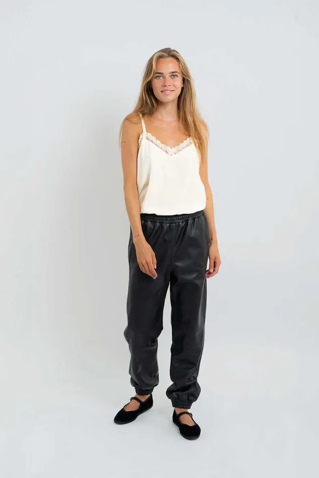 Women Lollys Laundry Leather Mona Leather Pants Black