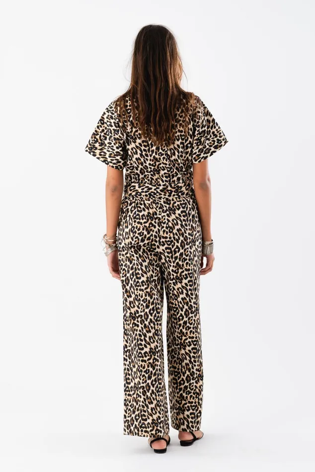 Women Lollys Laundry Pants Shorts MathildeLL Jumpsuit SS Leopard Print