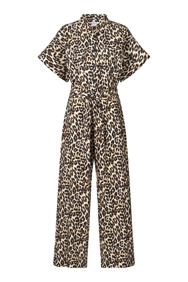 Women Lollys Laundry Pants Shorts MathildeLL Jumpsuit SS Leopard Print