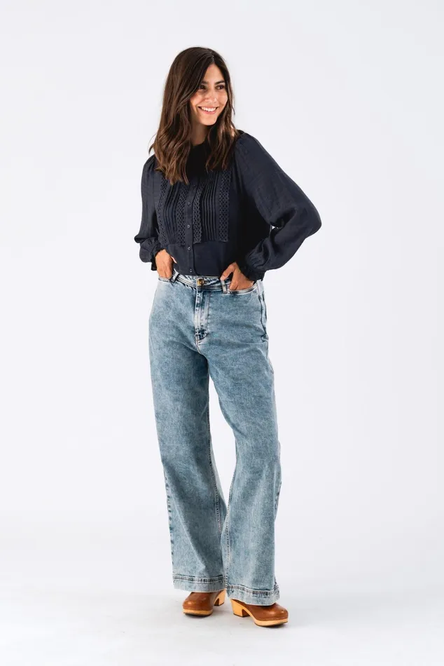Women Lollys Laundry Shirts ArielLL Shirt LS Dark Blue