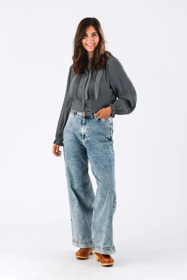 Women Lollys Laundry Shirts ArielLL Shirt LS Dark Grey