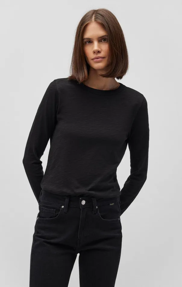Women Long Sleeve Crew Neck In Black Mavi Jeans Tops and TShirts