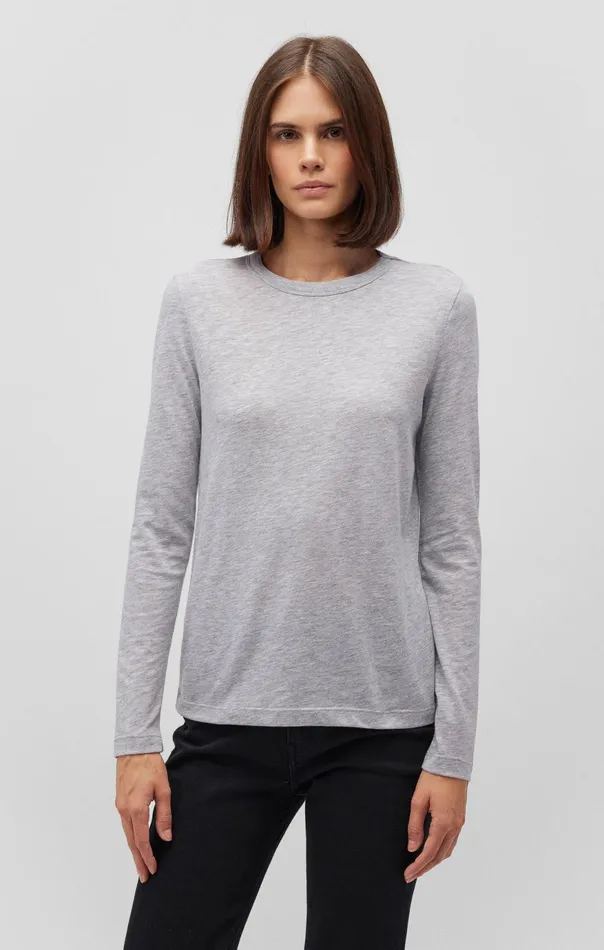 Women Long Sleeve Crew Neck TShirt In Snow Grey Melange Mavi Jeans Tops and TShirts Women Long Sleeve Crew Neck TShirt In Snow Grey Melange Mavi Jeans Tops and TShirts