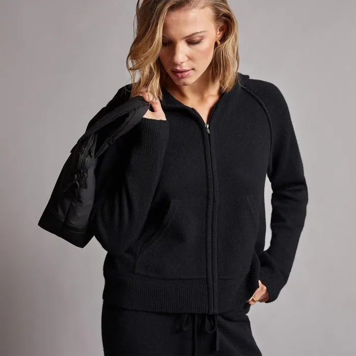 Women Lounge James Perse Recycled Cashmere Track Jacket Black