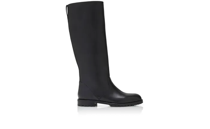 Women Low Heels Manolo Blahnik MOTOSAHI Black Calf Leather Knee High Boots Women Low Heels Manolo Blahnik MOTOSAHI Black Calf Leather Knee High Boots