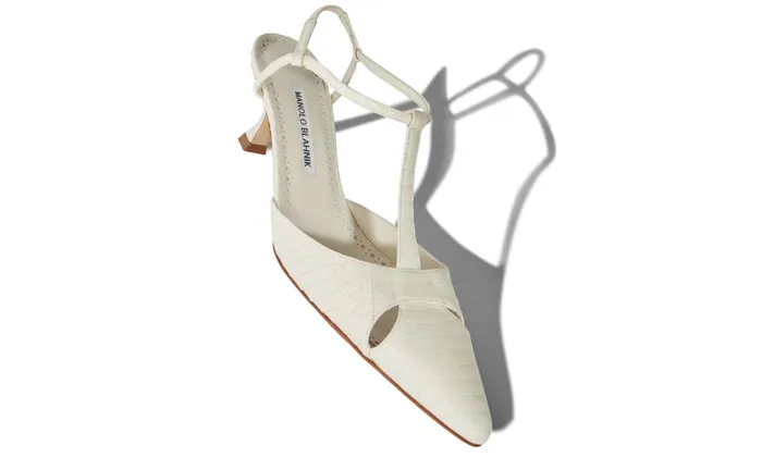 Women Low Heels Manolo Blahnik TURGIMOD Cream Snakeskin TBar Pumps Women Low Heels Manolo Blahnik TURGIMOD Cream Snakeskin TBar Pumps