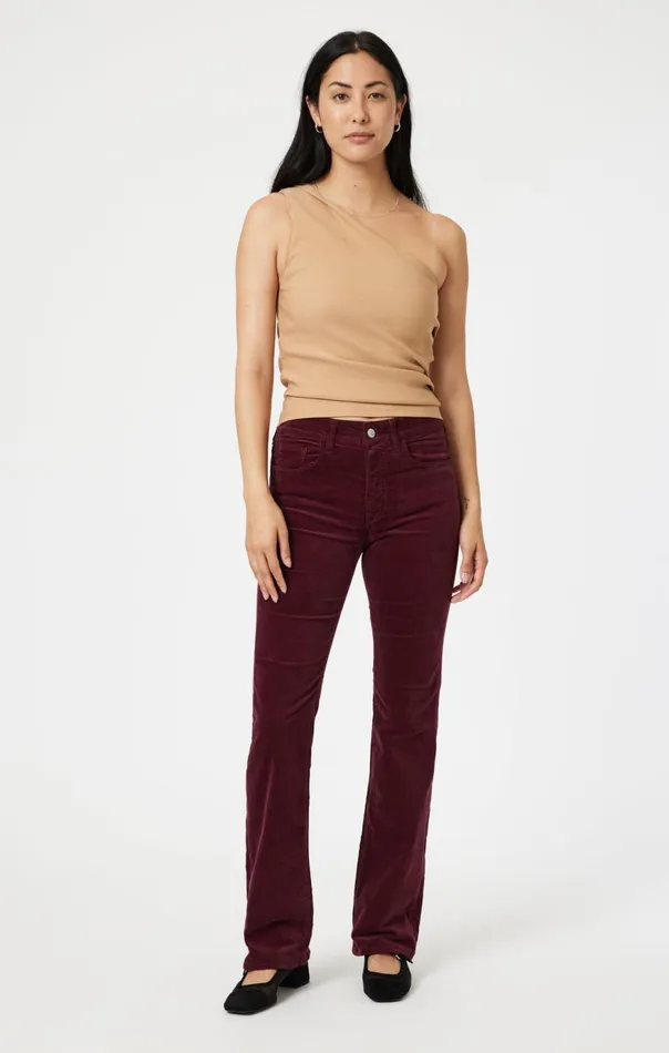Women Maria Flare In Magenta Velvet Mavi Jeans Pants