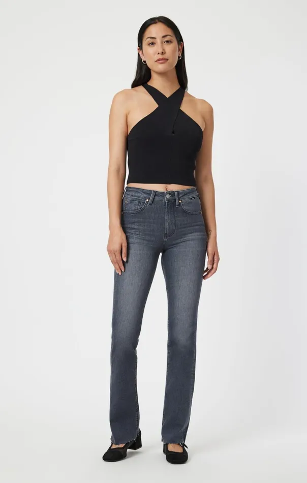 Women Maria Flare In Mid Smoke Brushed Flex Blue Mavi Jeans Denim