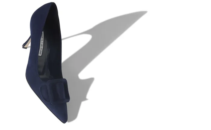 Women Maysale Manolo Blahnik MAYSALEPUMP 90 Navy Blue Suede Buckle Detail Pumps Women Maysale Manolo Blahnik MAYSALEPUMP 90 Navy Blue Suede Buckle Detail Pumps