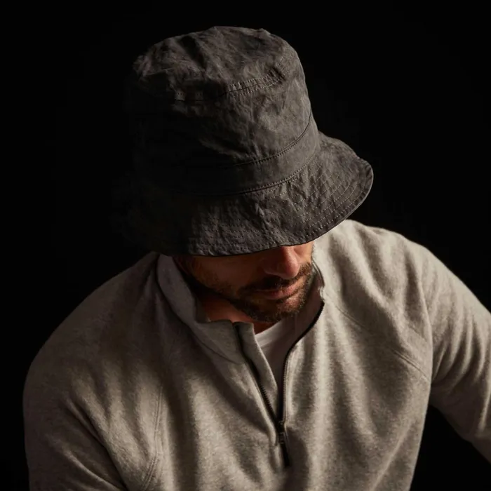 WomenMen Hats James Perse Cotton Metal Poplin Bucket Hat Carbon Pigment