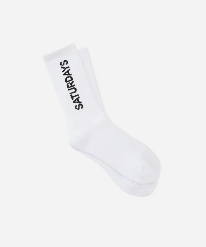 WomenMen Saturdays NYC Socks Logo Sock White